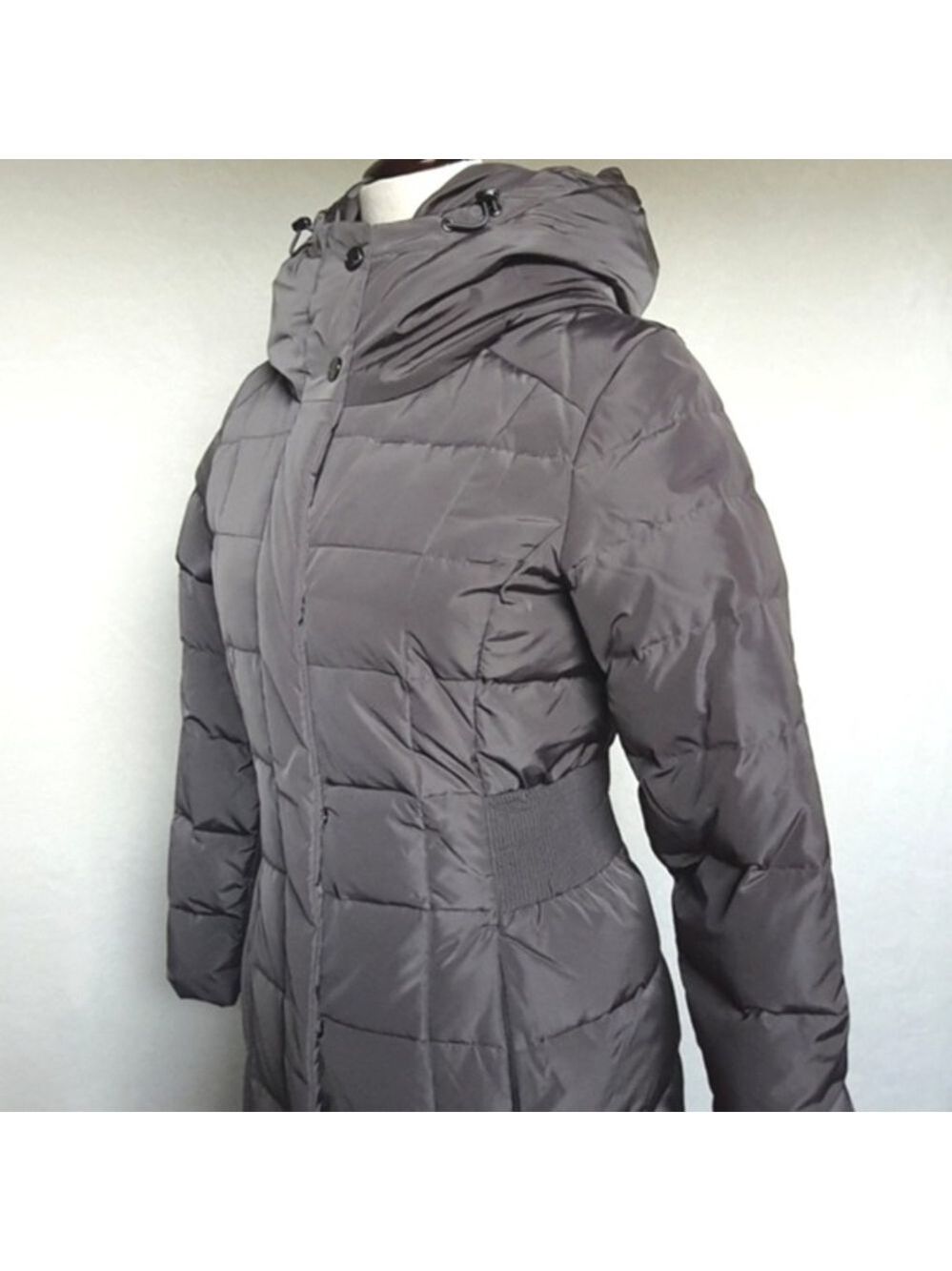 NWT Cole Haan Long Quilted Puffer Coat‎ Hooded Feather Down Womens XS - Picture 13 of 14